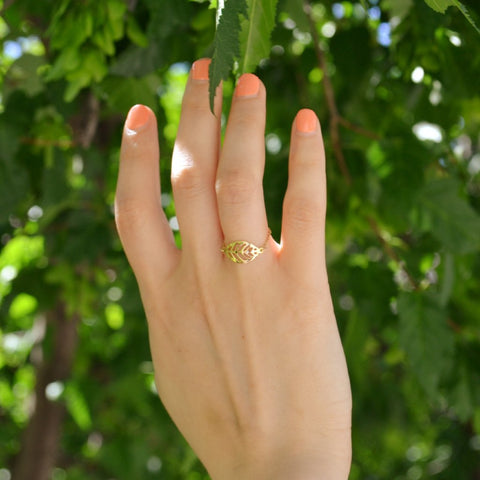 Leaf Catena Gold Ring - by Claurete Jewelry at Claurete.com